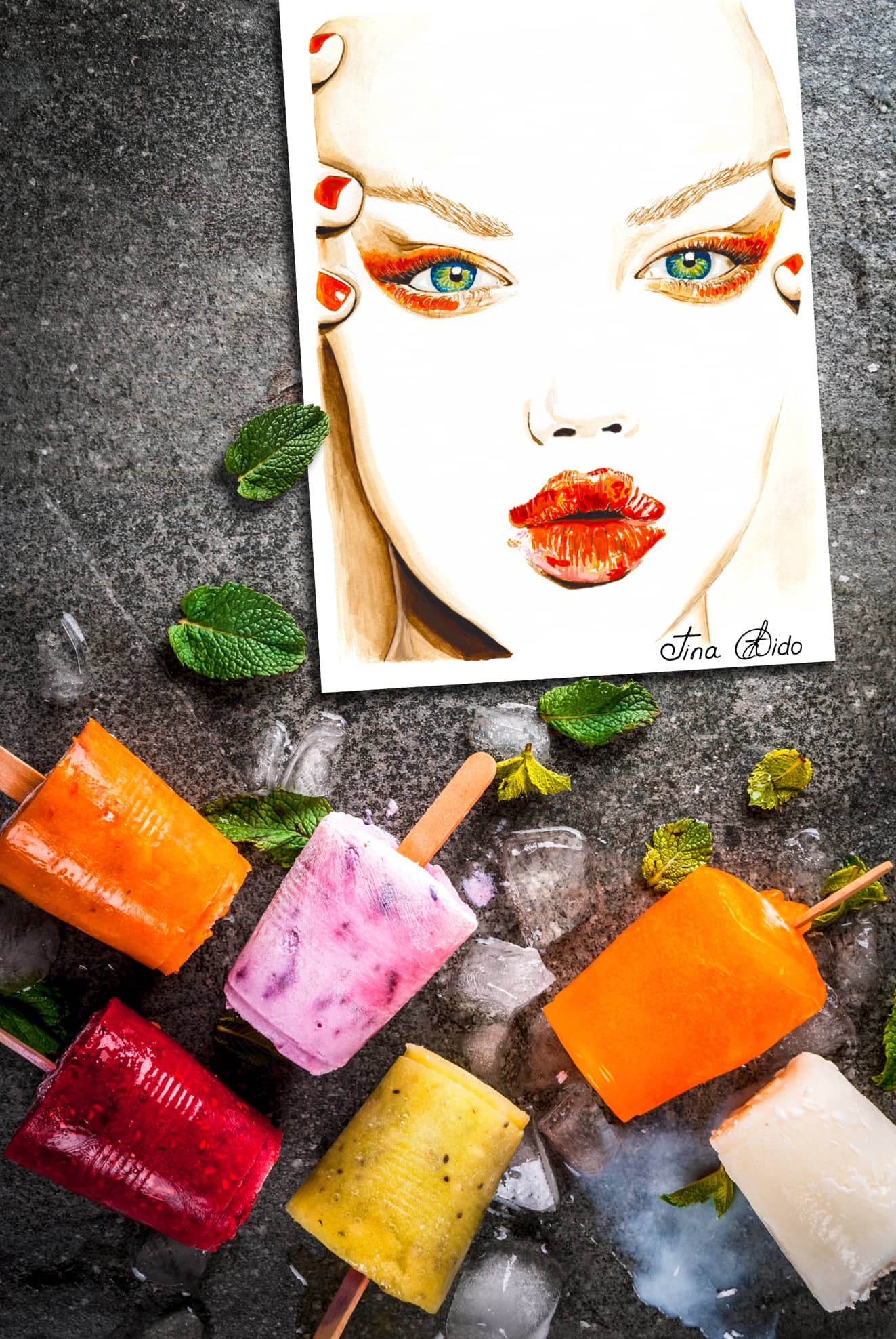 Premium Crafted Fashion T-Shirt With Lindsey Wixson Art By TINA DIDO