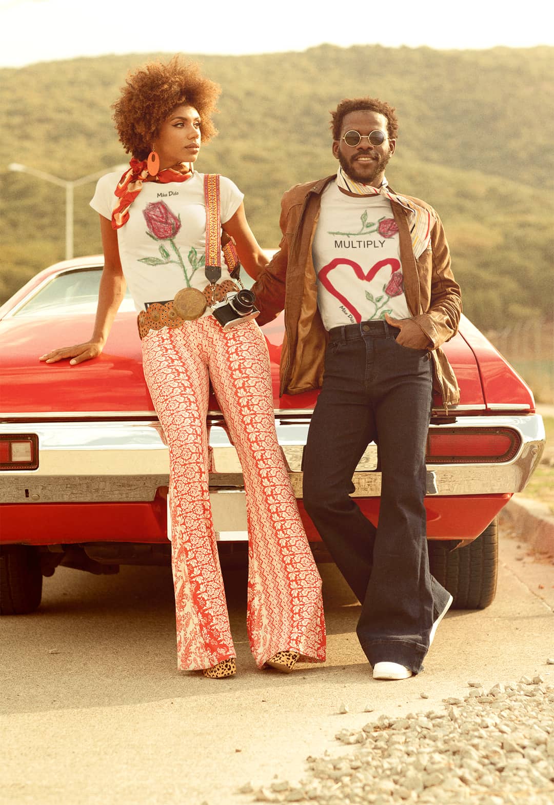 Vintage Graphic Tee Roses Heart by Mike Dido