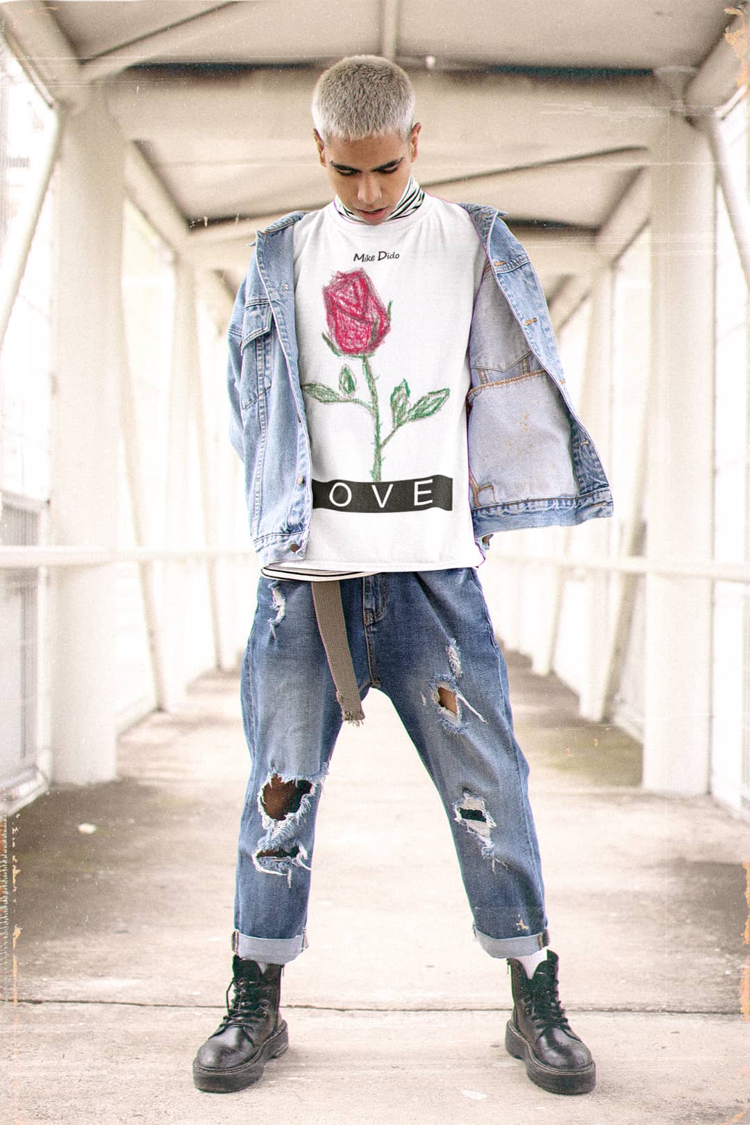 Best Graphic Tee Love Red Rose by Mike Dido