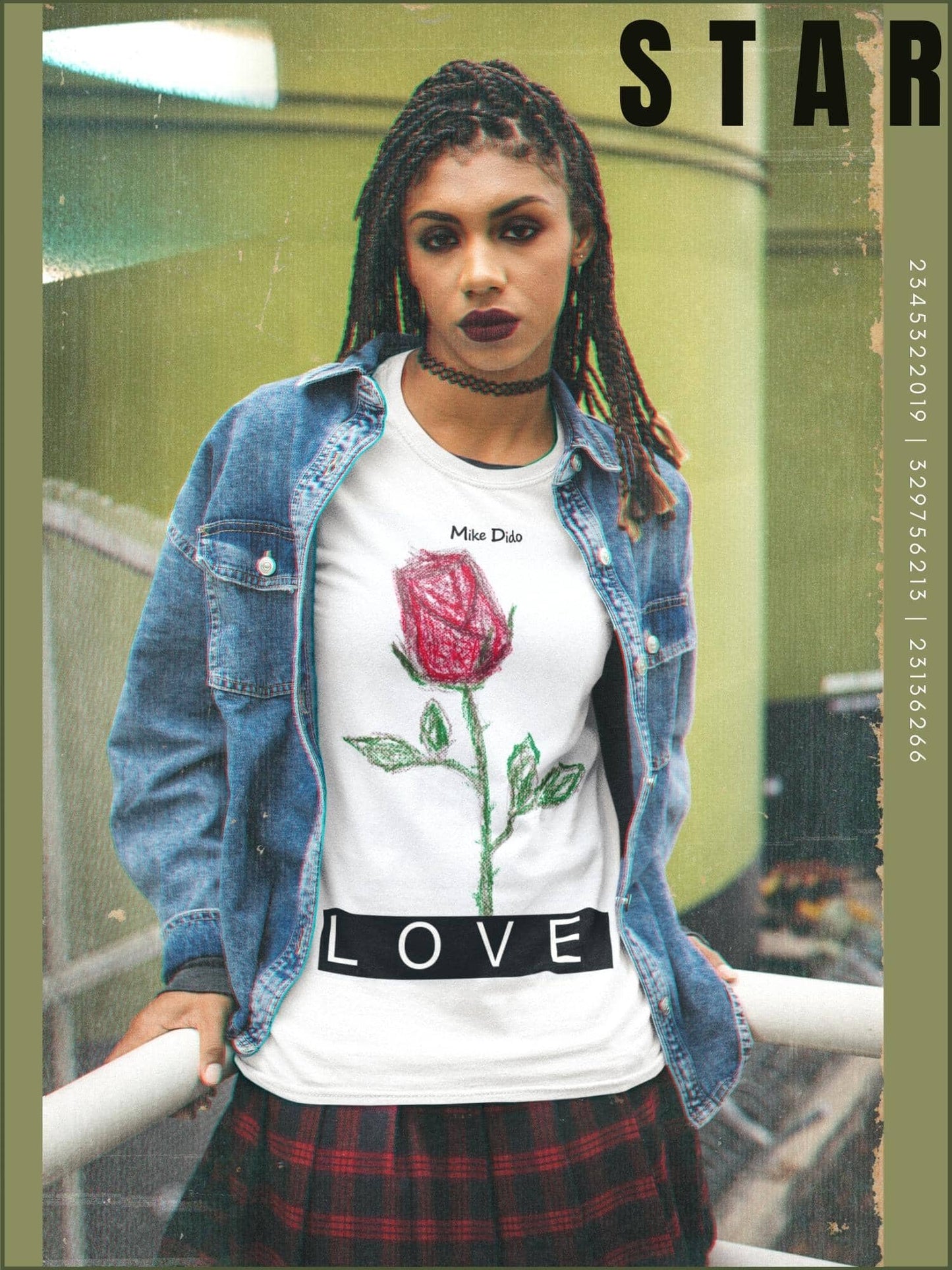 Best Graphic Tee Love Red Rose by Mike Dido