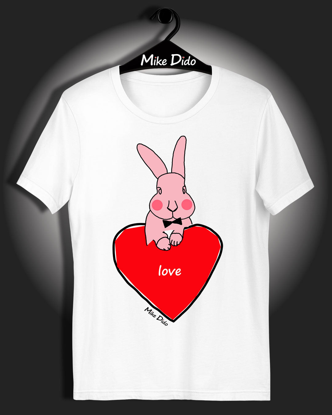 Pink Bunny T-Shirt With Red Heart By Mike Dido