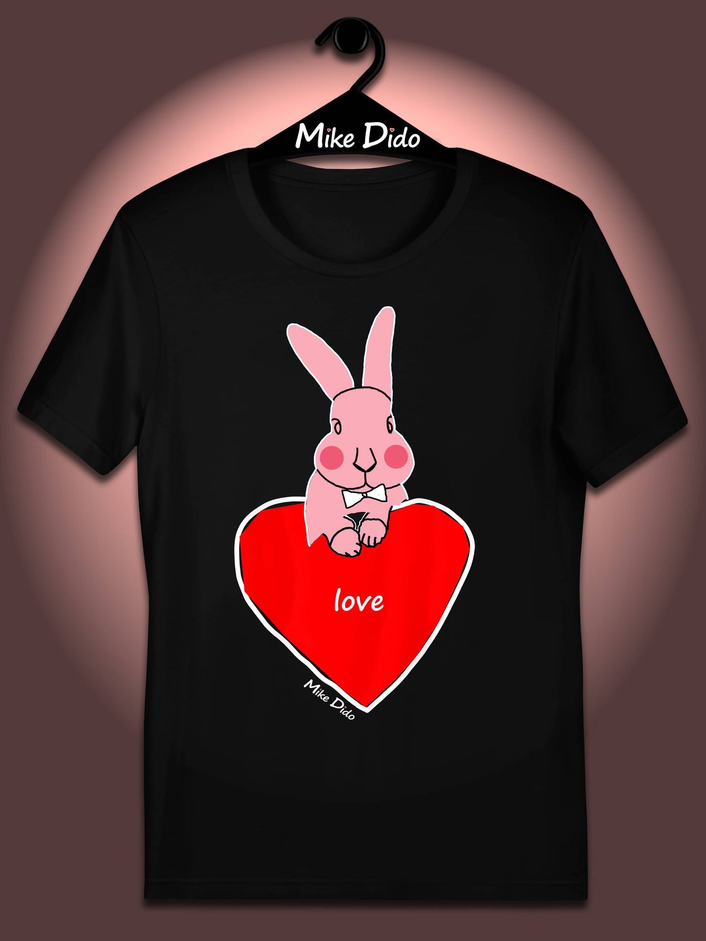 Pink Bunny T-Shirt With Red Heart By Mike Dido