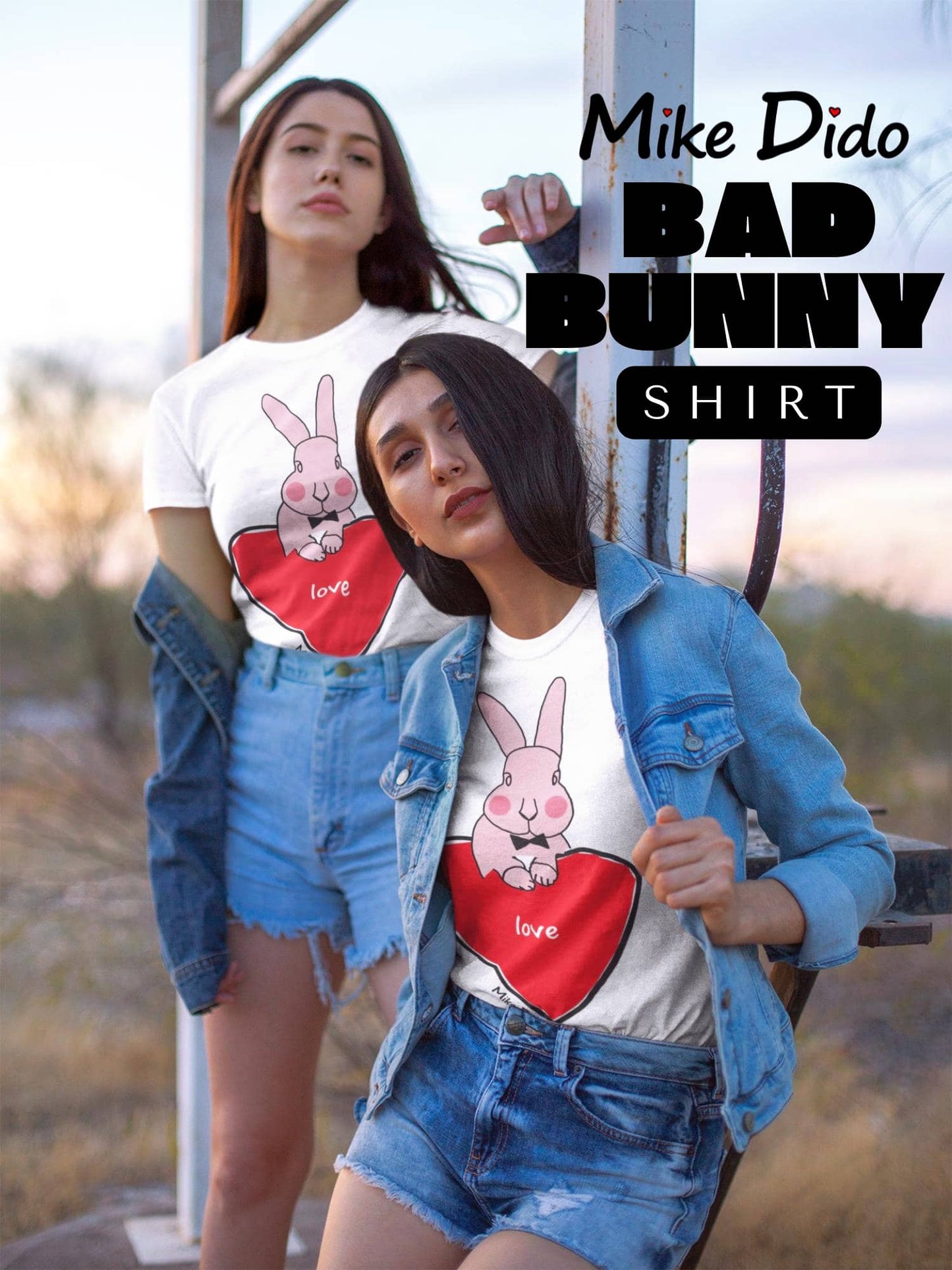 Pink Bunny T-Shirt With Red Heart By Mike Dido