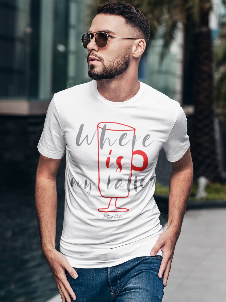 Mens Graphic T-shirt Latte by Mike Dido