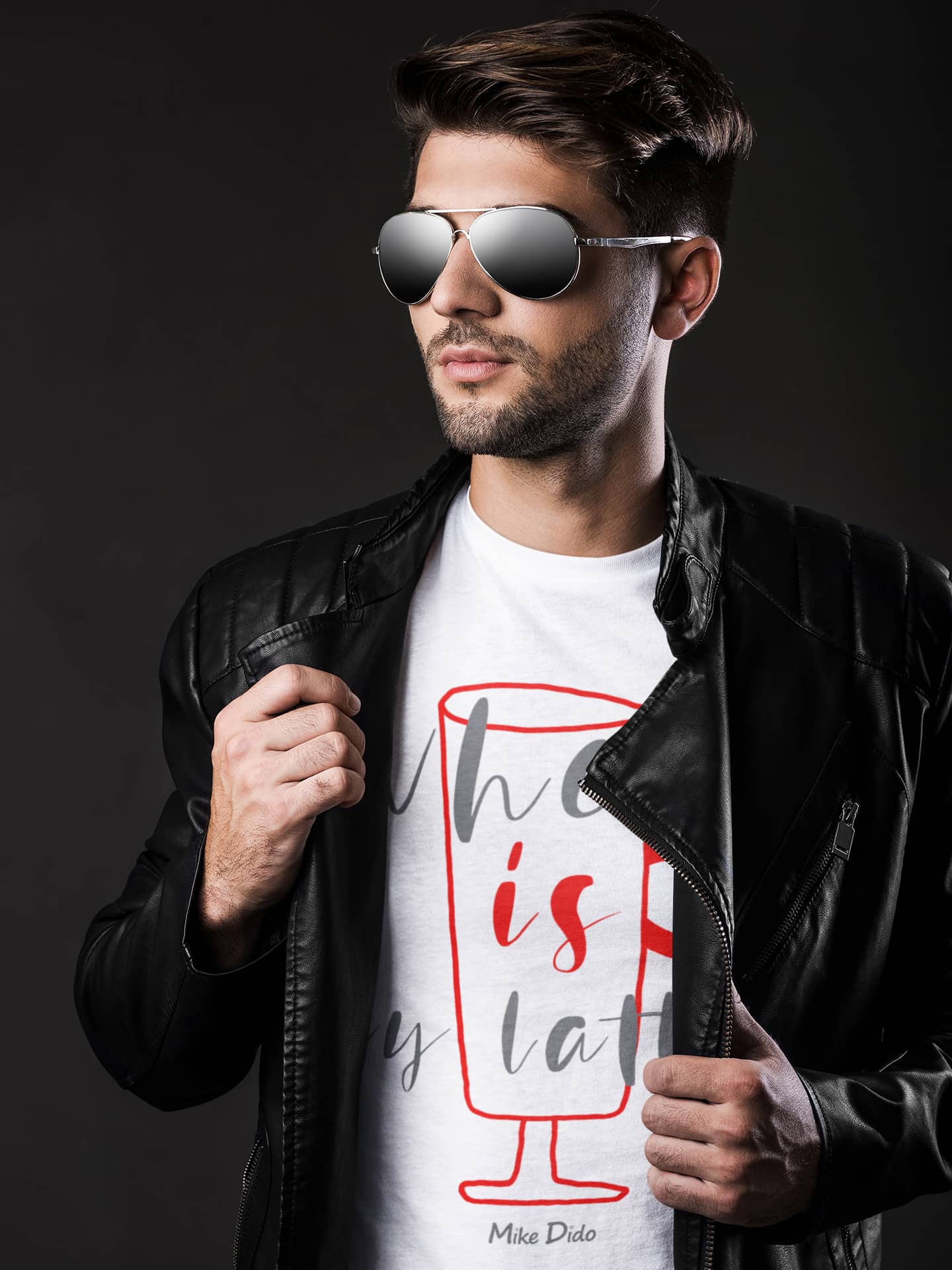 Mens Graphic T-shirt Latte by Mike Dido