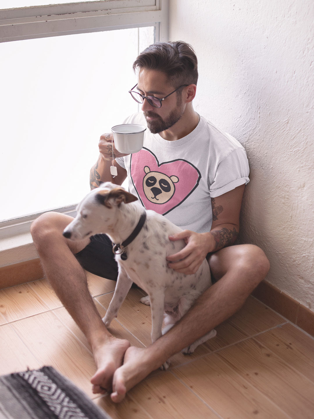 Funny T-Shirt With Panda And Heart By Mike Dido