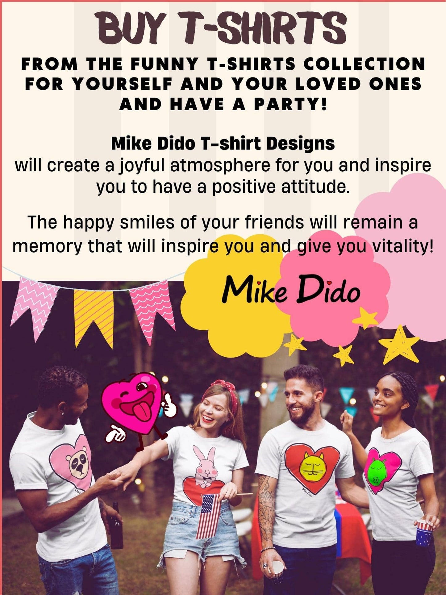 Unisex Cat T-Shirt With Heart by Mike Dido
