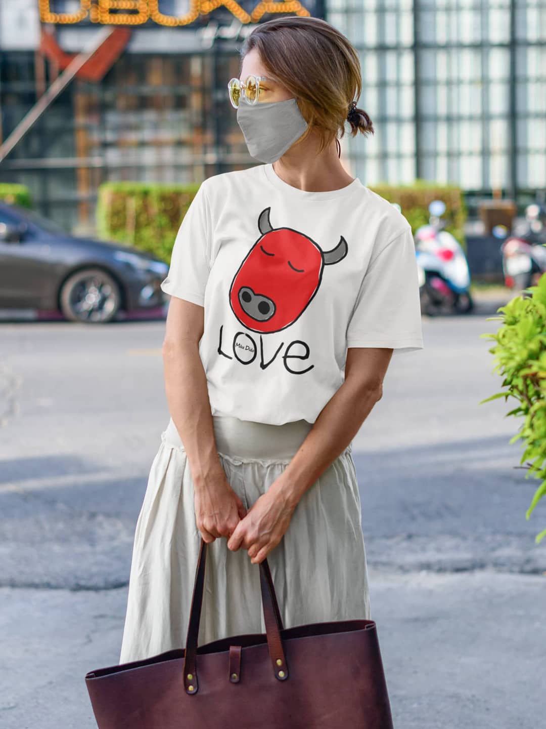 Cool T-Shirt With Red Bull Love by Mike Dido