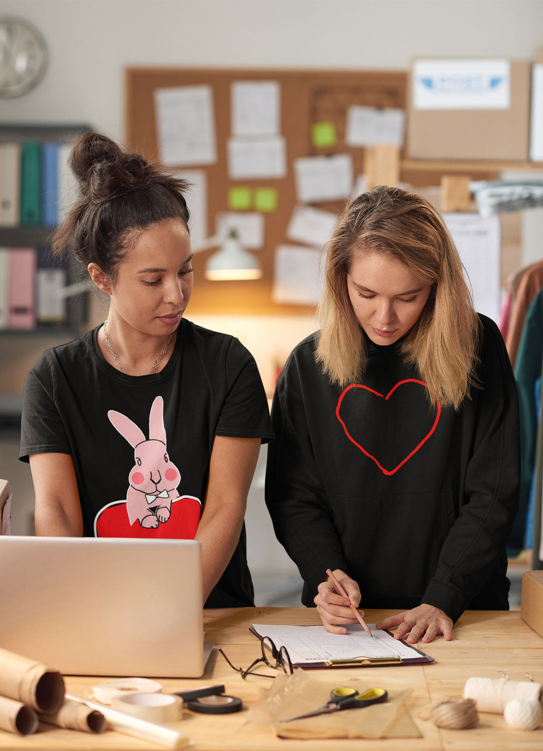 Pink Bunny T-Shirt With Red Heart By Mike Dido