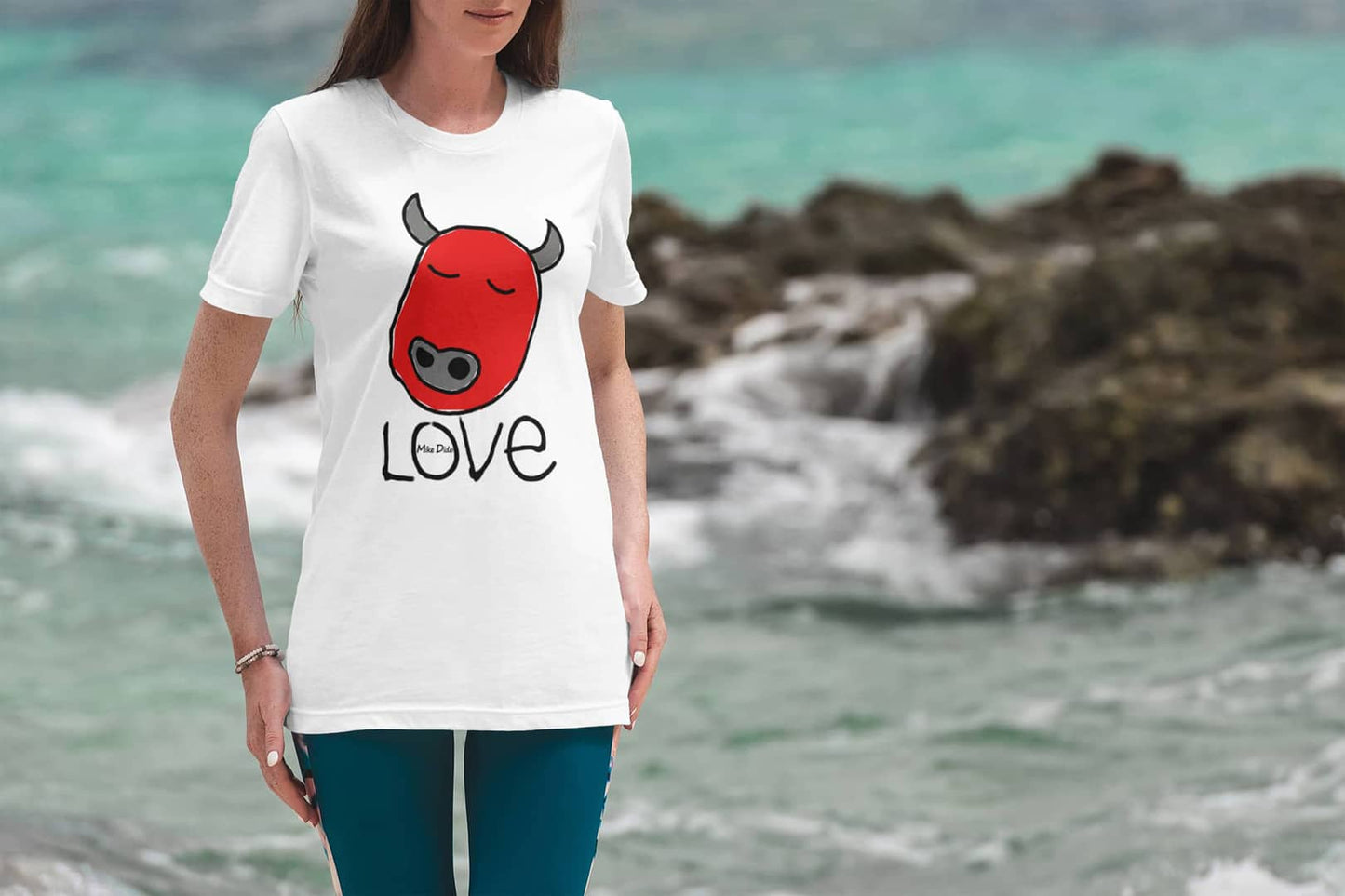 Cool T-Shirt With Red Bull Love by Mike Dido