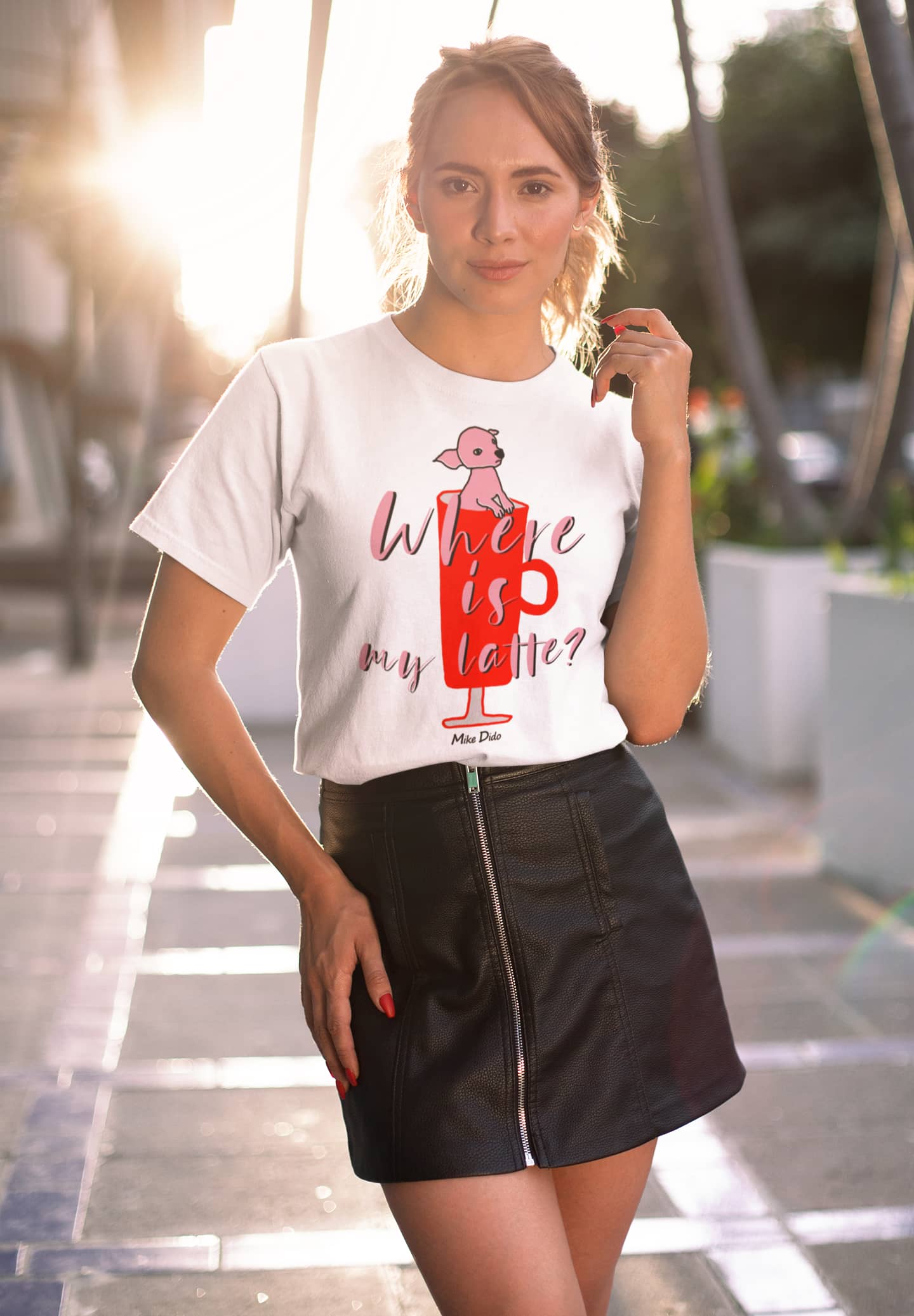 Coffe Shirt With Dog For Women Men by Mike Dido
