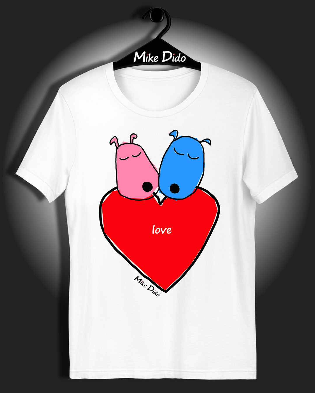 Cute Dogs T-Shirt With Heart By Mike Dido