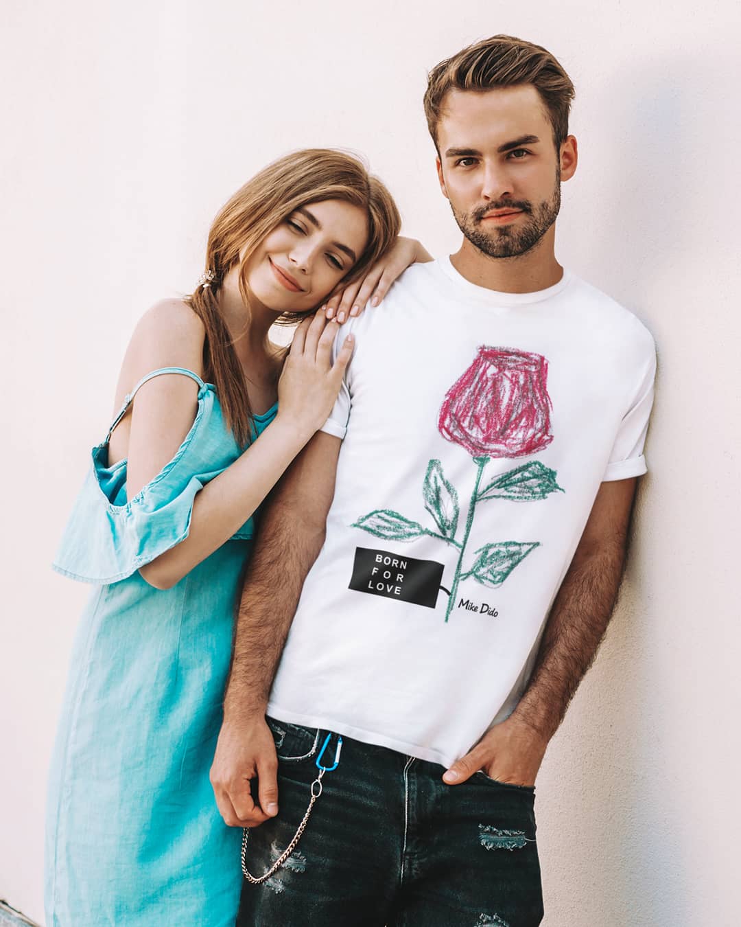 Graphic Tee Rose Flower Born To Love by Mike Dido