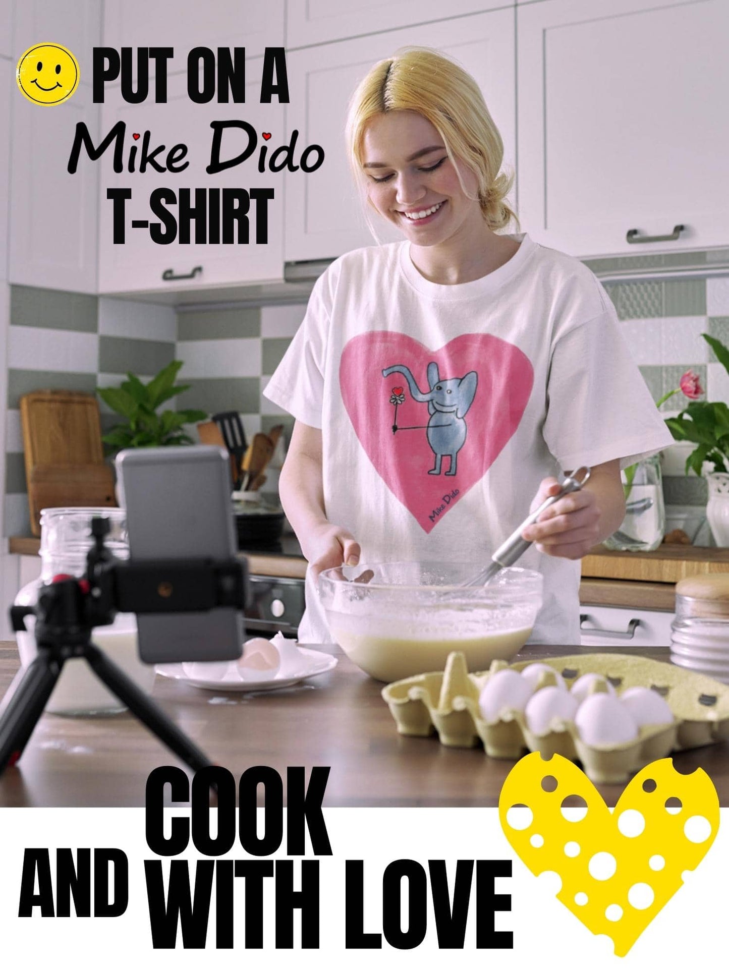 Sleep Shirt With Elephant And Pink Heart by Mike Dido