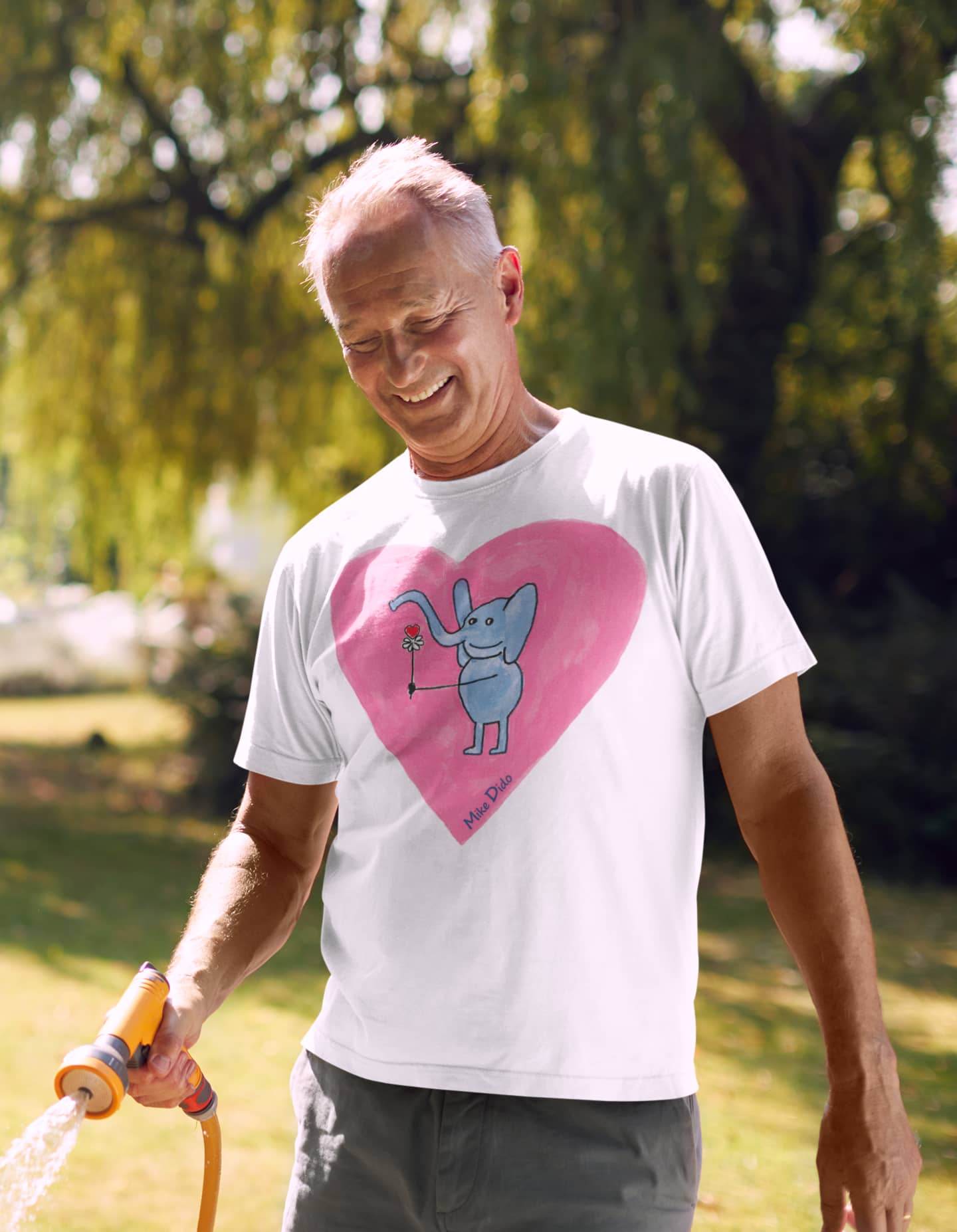 Sleep Shirt With Elephant And Pink Heart by Mike Dido