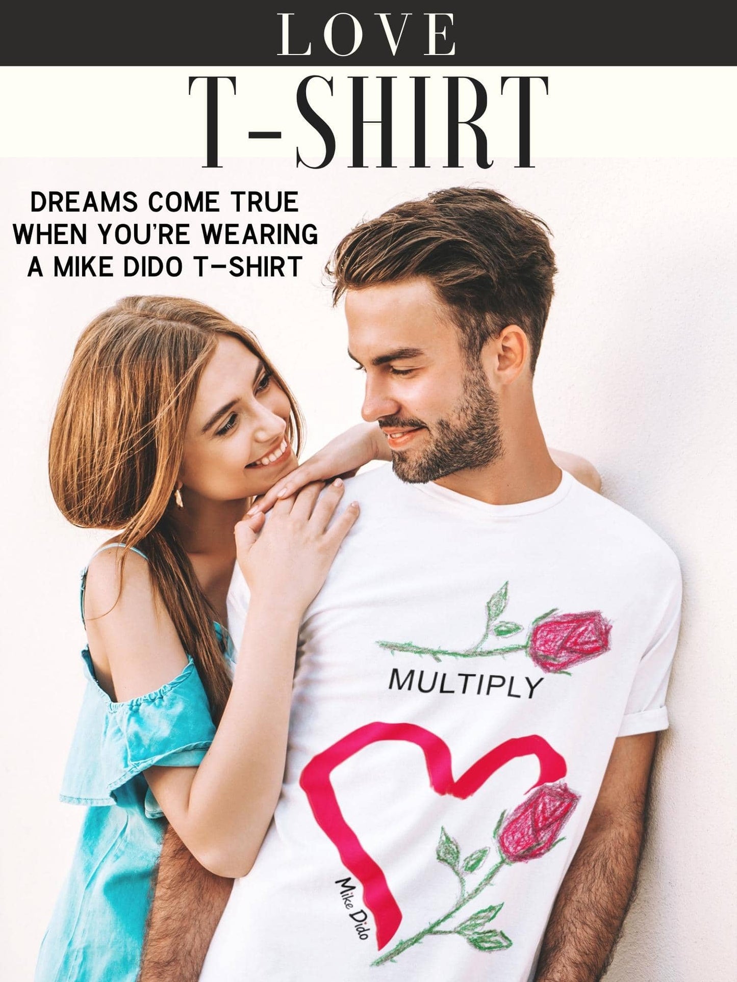 Vintage Graphic Tee Roses Heart by Mike Dido
