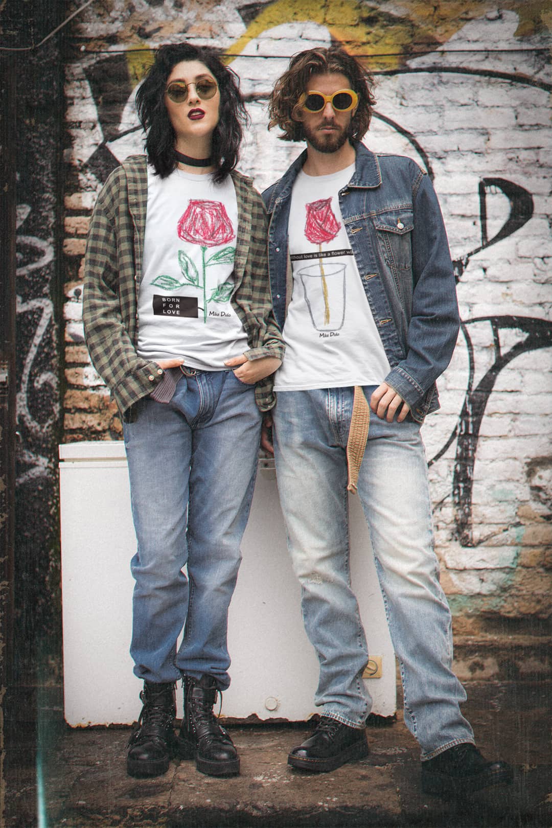 Graphic Tee Rose Flower Born To Love by Mike Dido