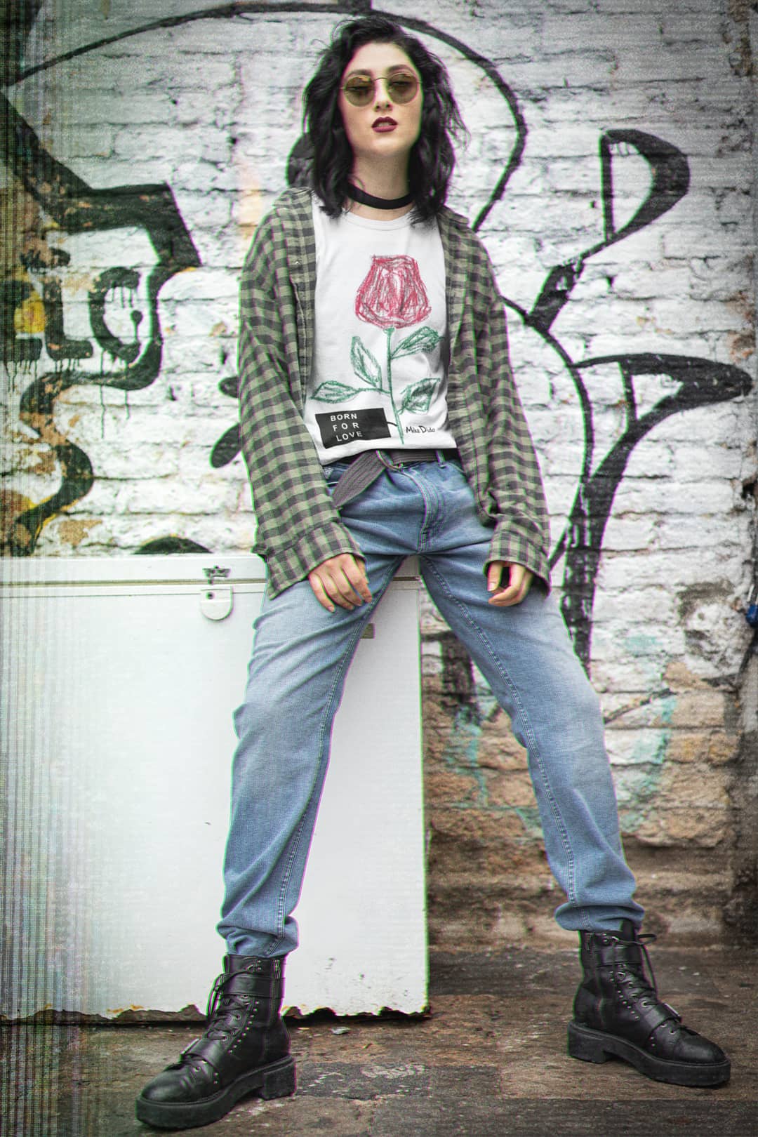 Graphic Tee Rose Flower Born To Love by Mike Dido