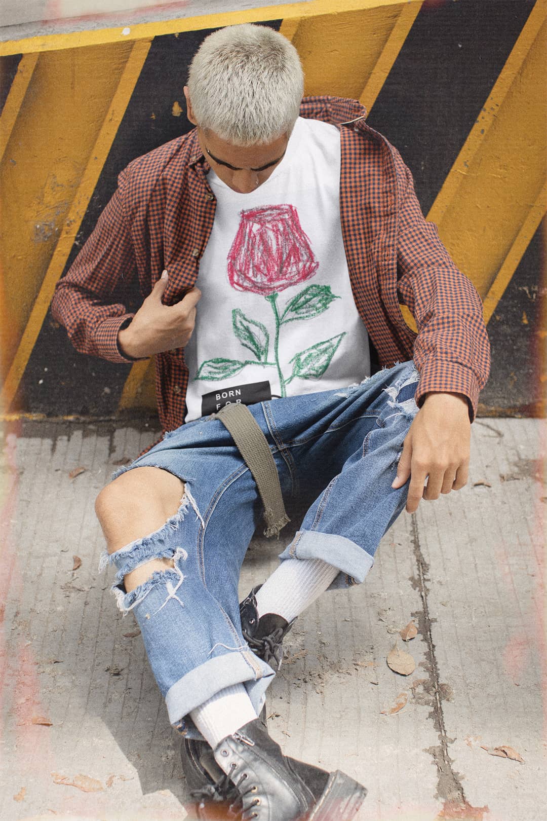 Graphic Tee Rose Flower Born To Love by Mike Dido
