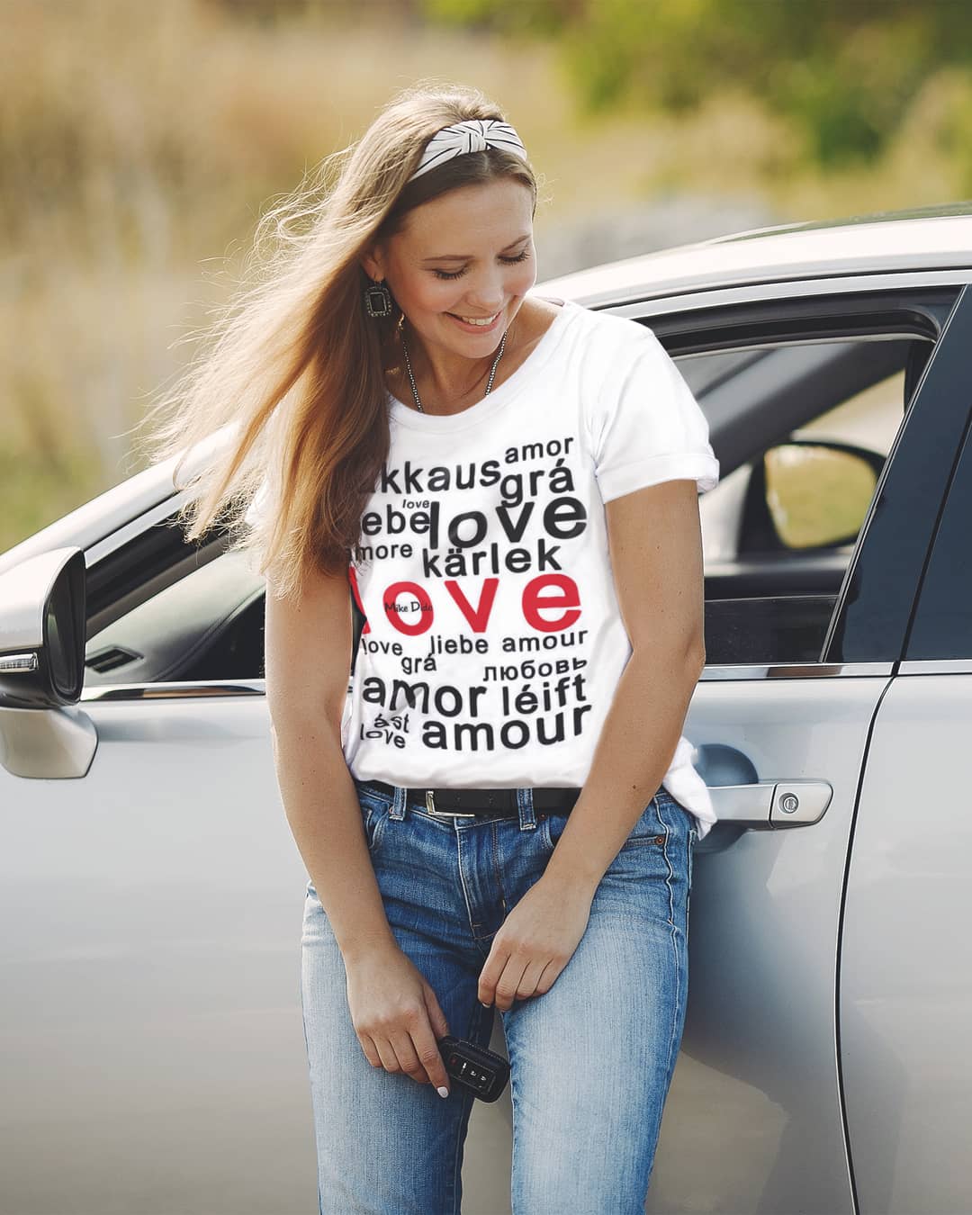 Short Sleeve T-Shirt Love In Different Languages by Mike Dido
