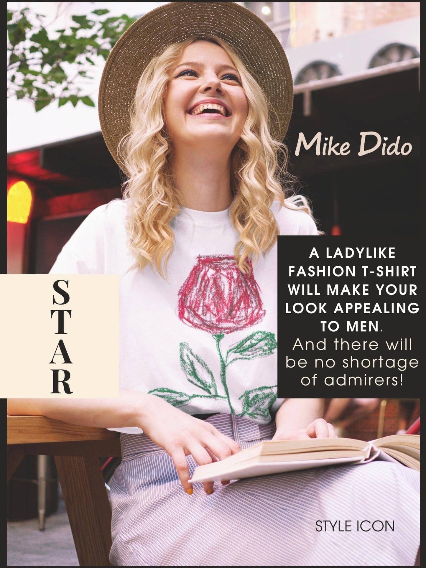 Graphic Tee Rose Flower Born To Love by Mike Dido