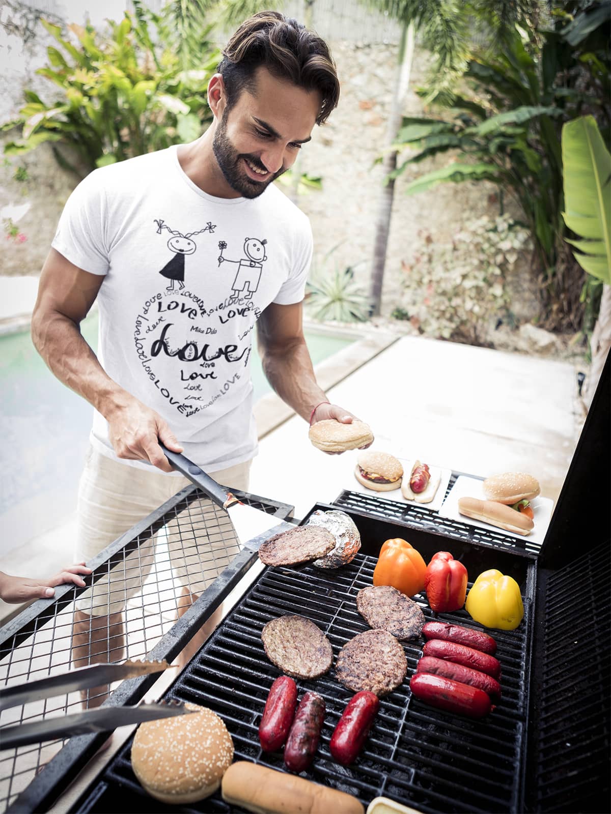 White And Black Graphic Tee Love Heart Lovers by Mike Dido