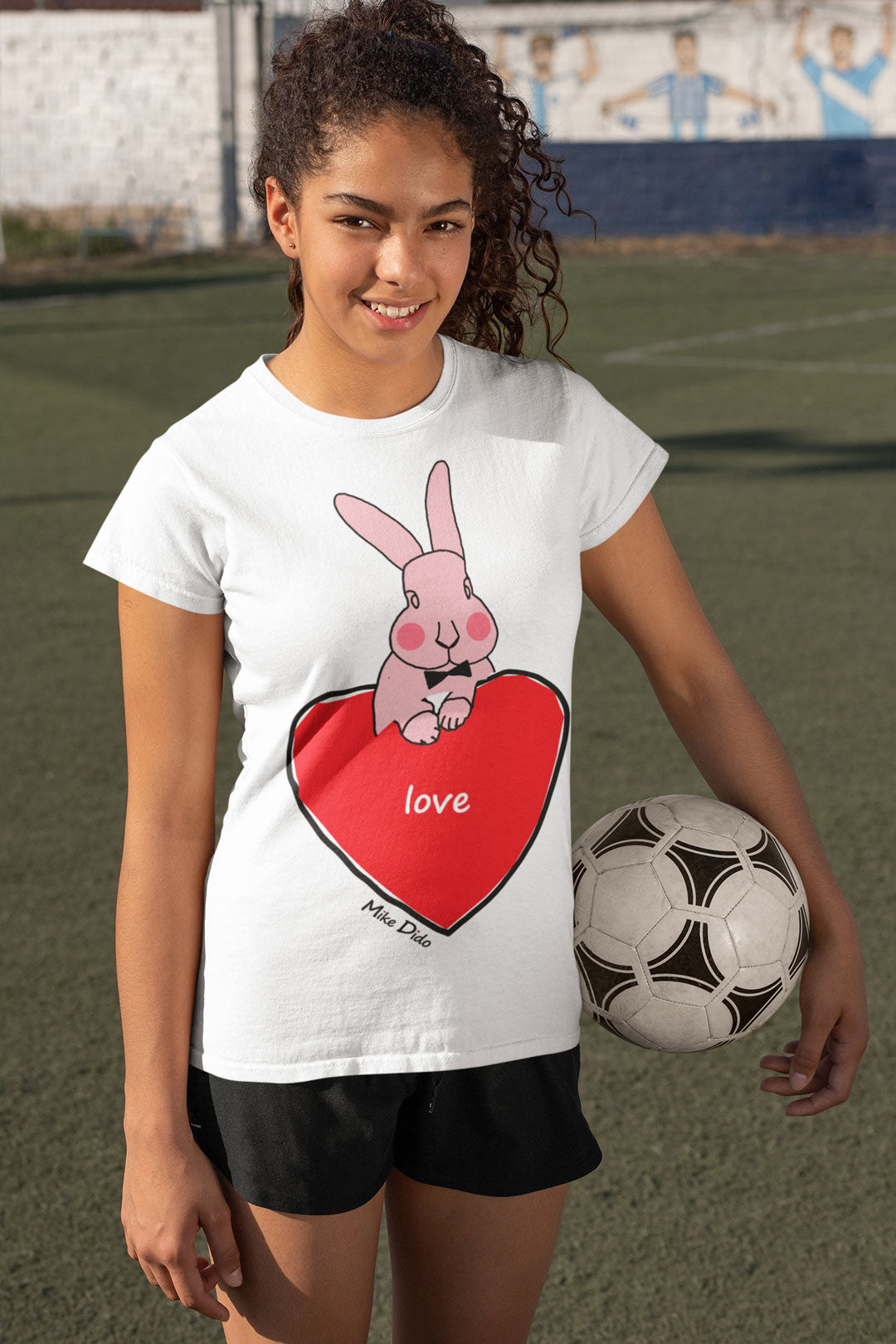 Pink Bunny T-Shirt With Red Heart By Mike Dido