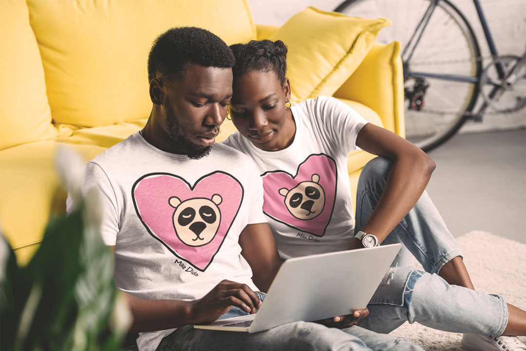 Funny T-Shirt With Panda And Heart By Mike Dido