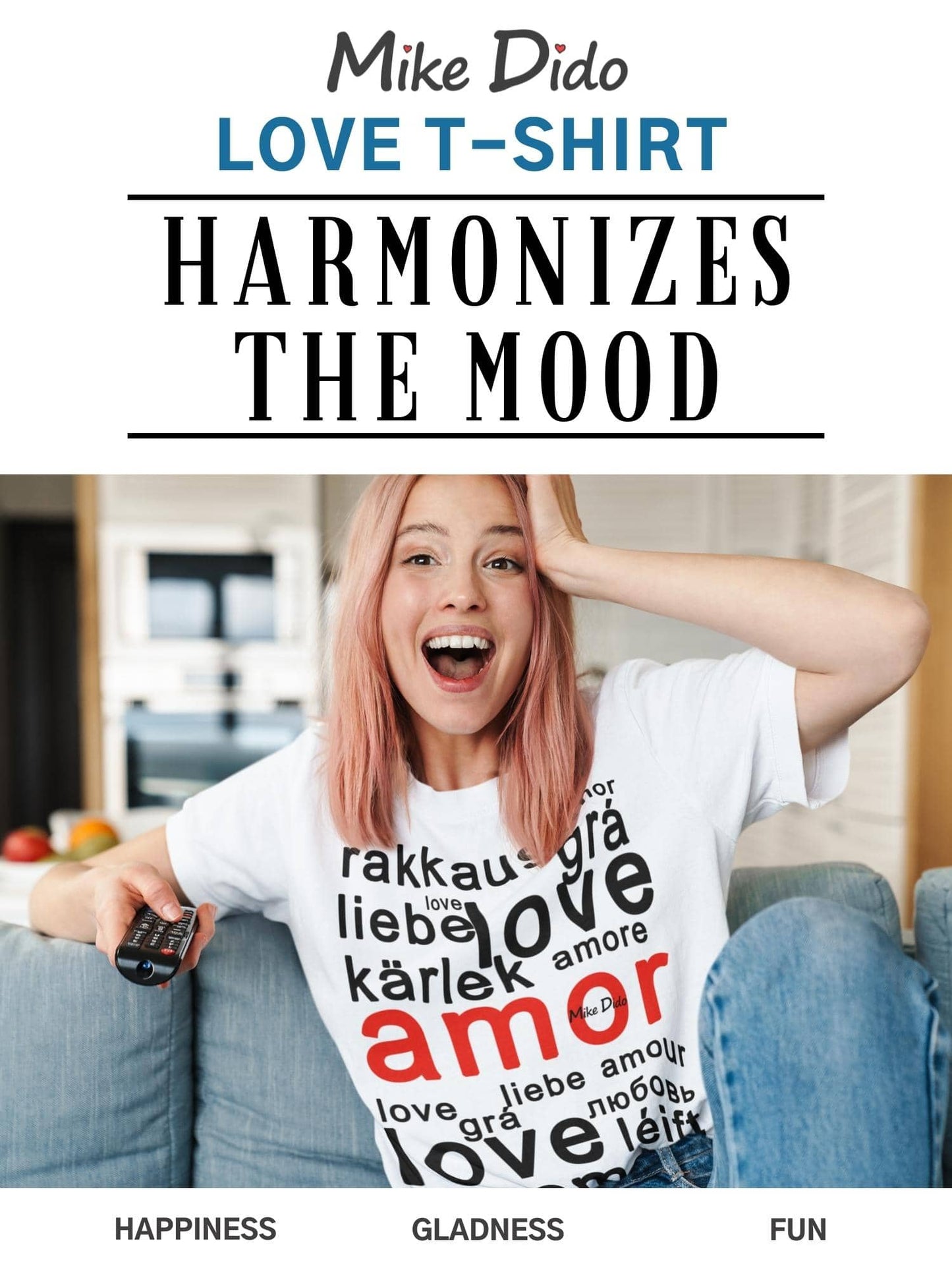 All Day Shirt Amor And Love In Different Languages by Mike Dido