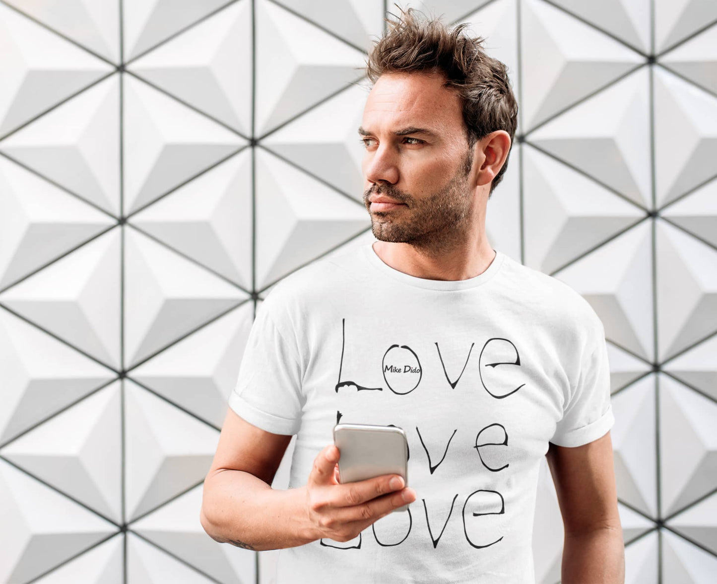 Love Slogan Cotton T-Shirt For Women And Men by Mike Dido
