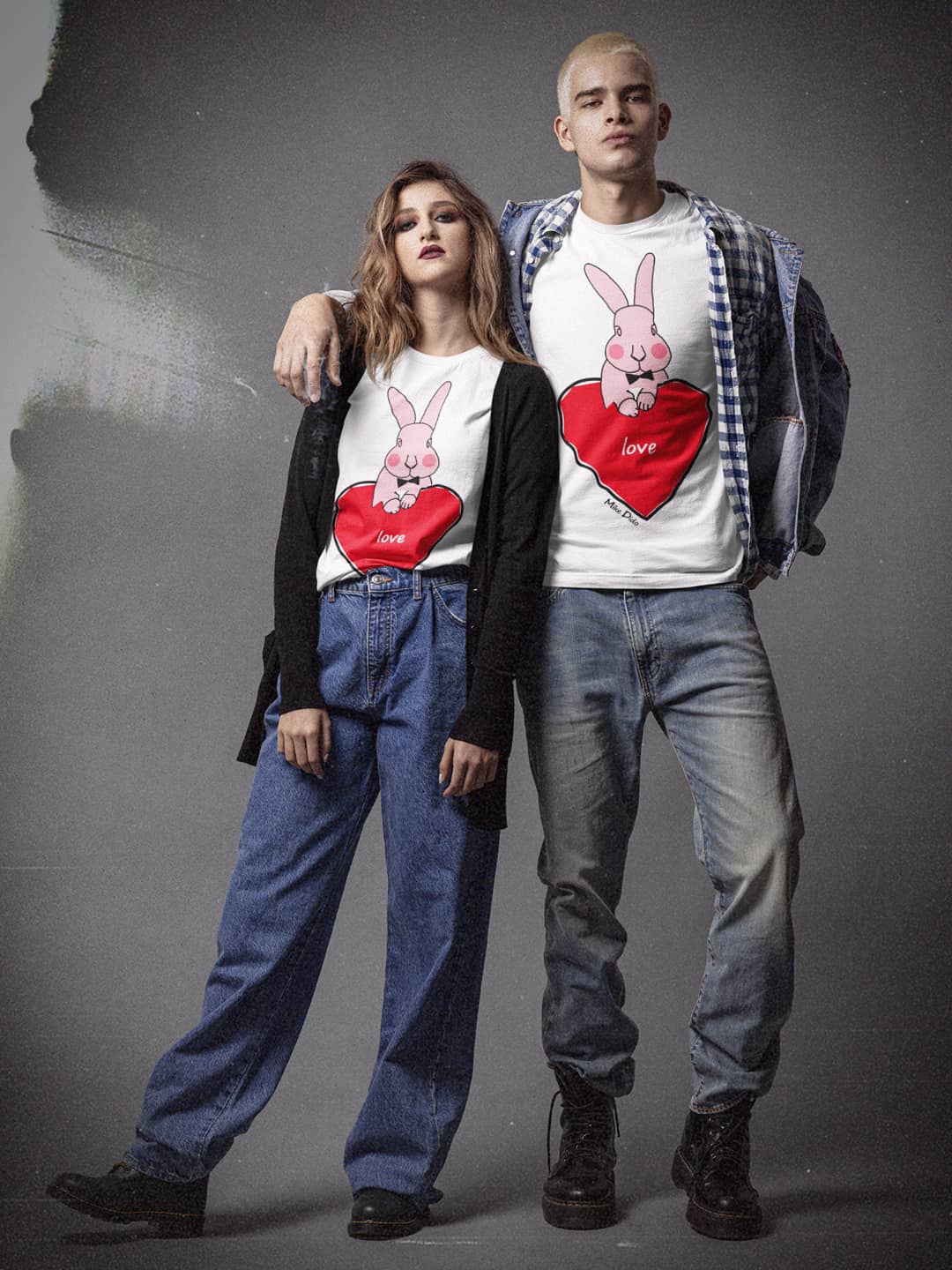 Pink Bunny T-Shirt With Red Heart By Mike Dido