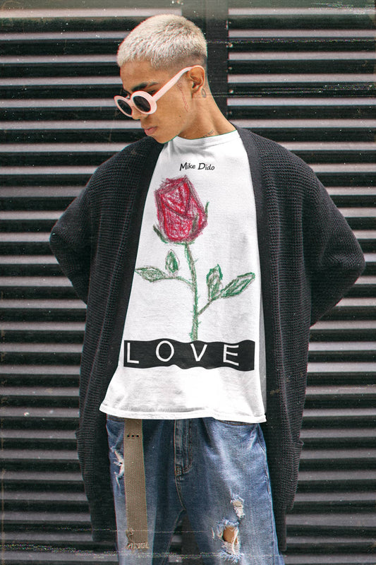 Best Graphic Tee Love Red Rose by Mike Dido