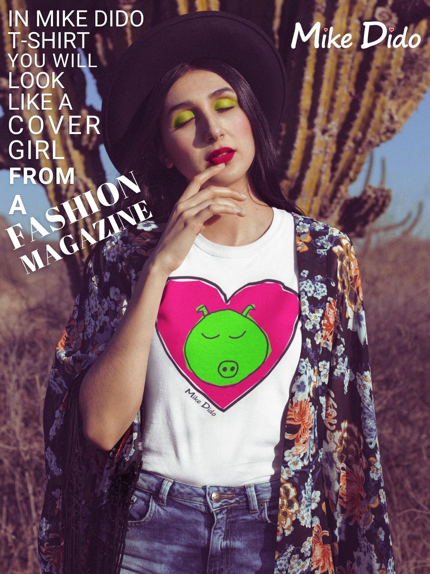Stylish Piggy T-Shirt And Heart By Mike Dido