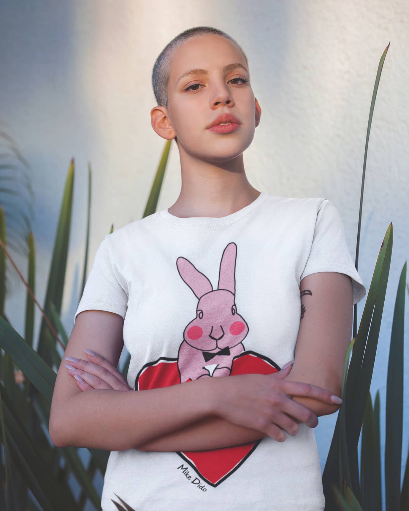 Pink Bunny T-Shirt With Red Heart By Mike Dido