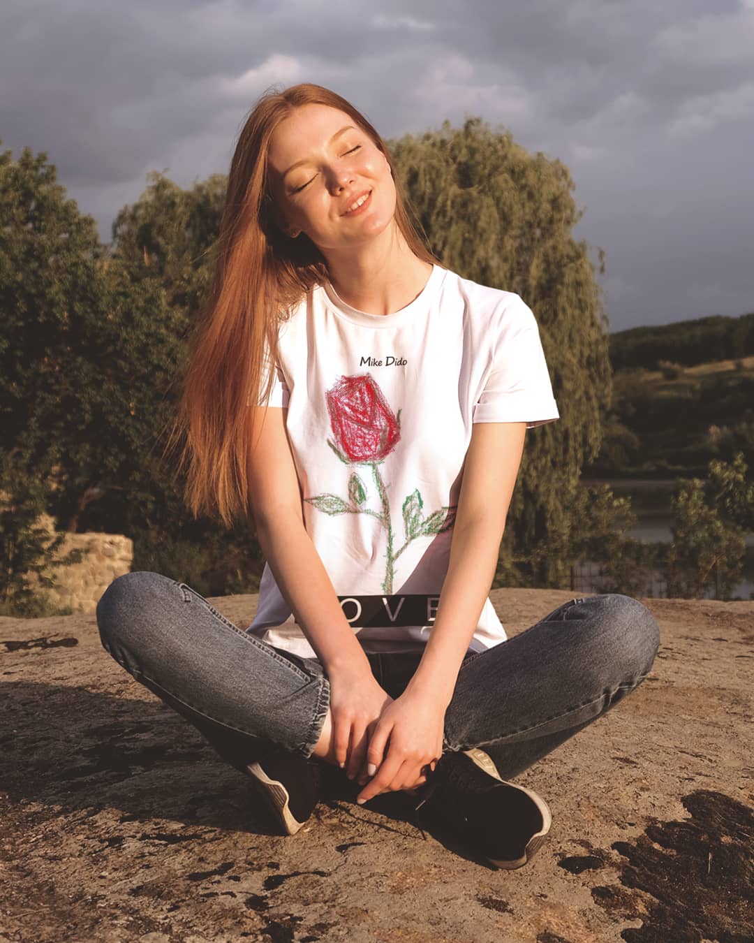 Best Graphic Tee Love Red Rose by Mike Dido