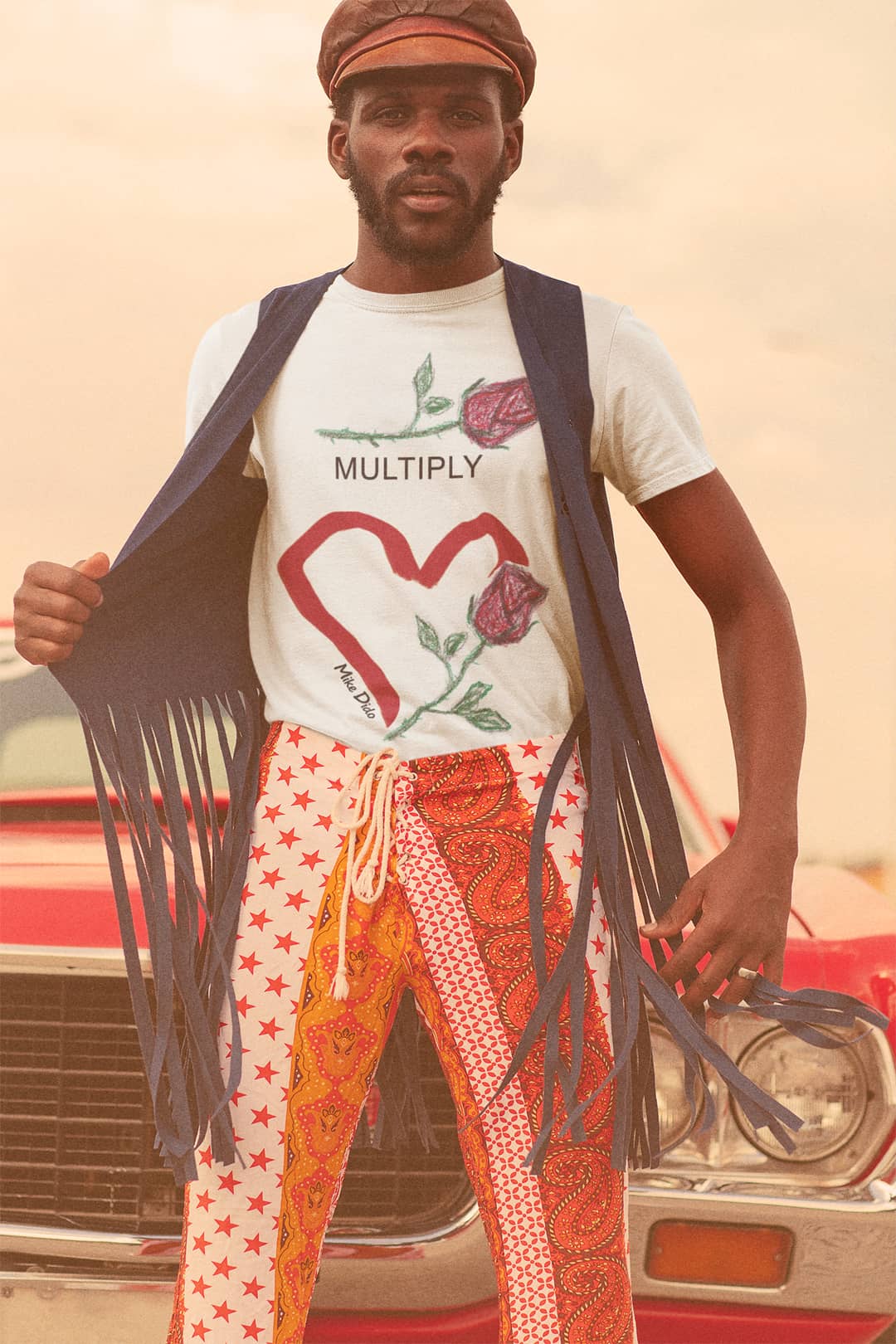 Vintage Graphic Tee Roses Heart by Mike Dido