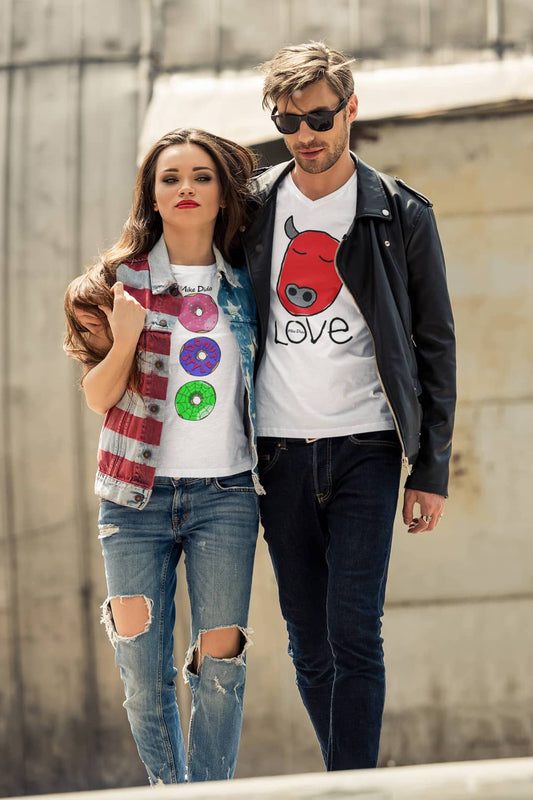 Cool T-Shirt With Red Bull Love by Mike Dido