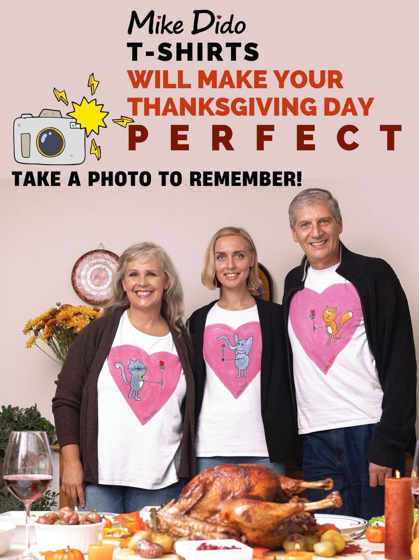 Sleep Shirt With Elephant And Pink Heart by Mike Dido