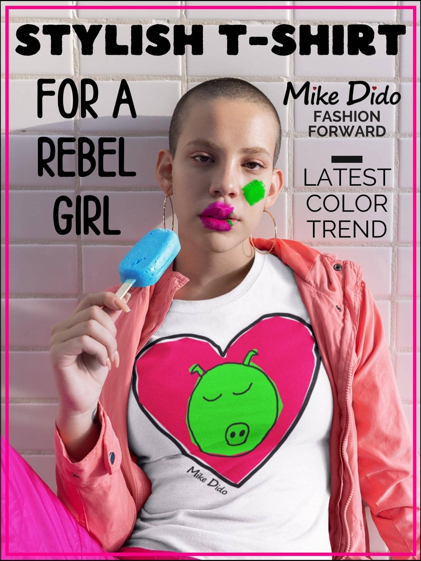 Stylish Piggy T-Shirt And Heart By Mike Dido