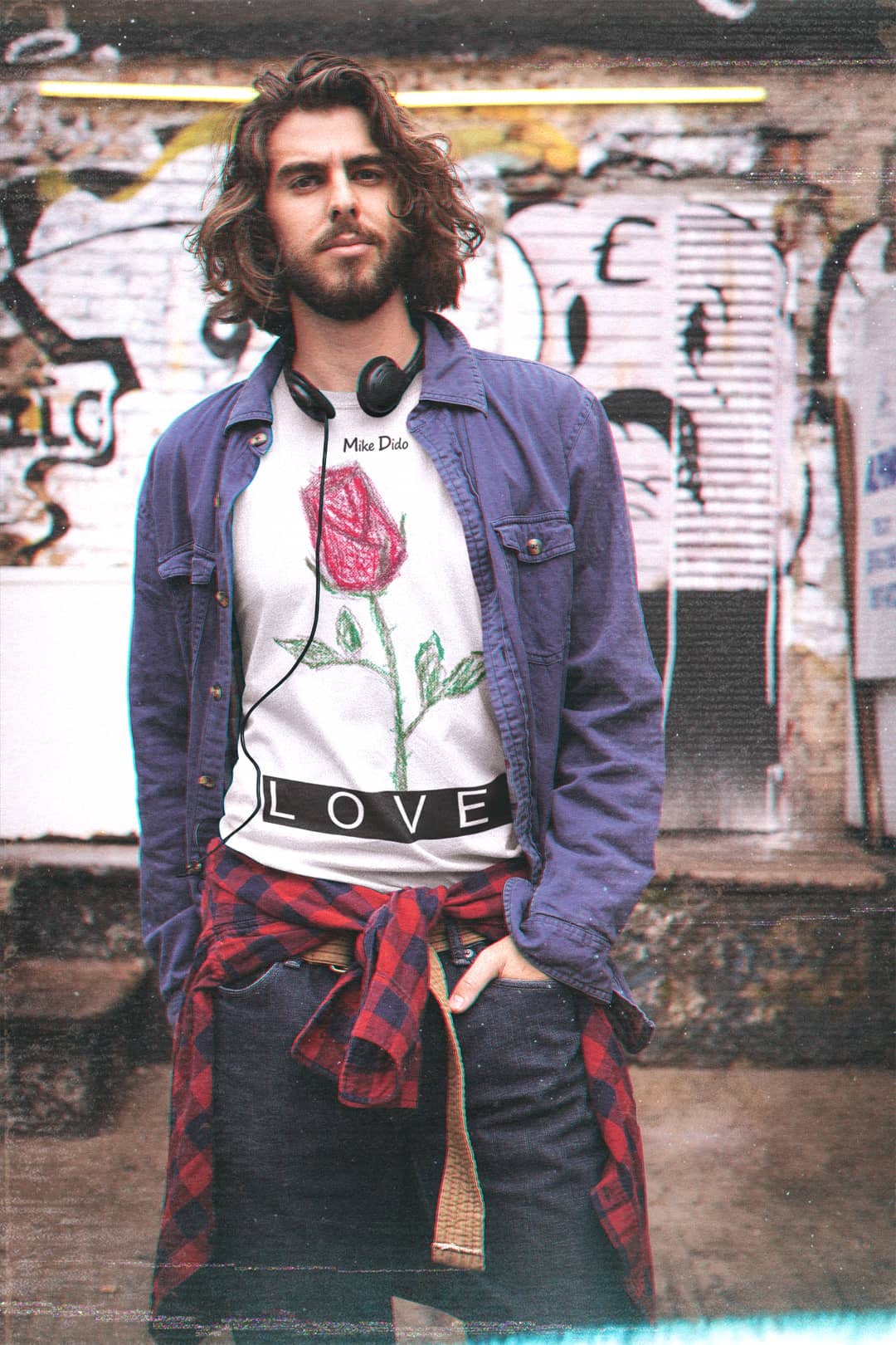 Best Graphic Tee Love Red Rose by Mike Dido