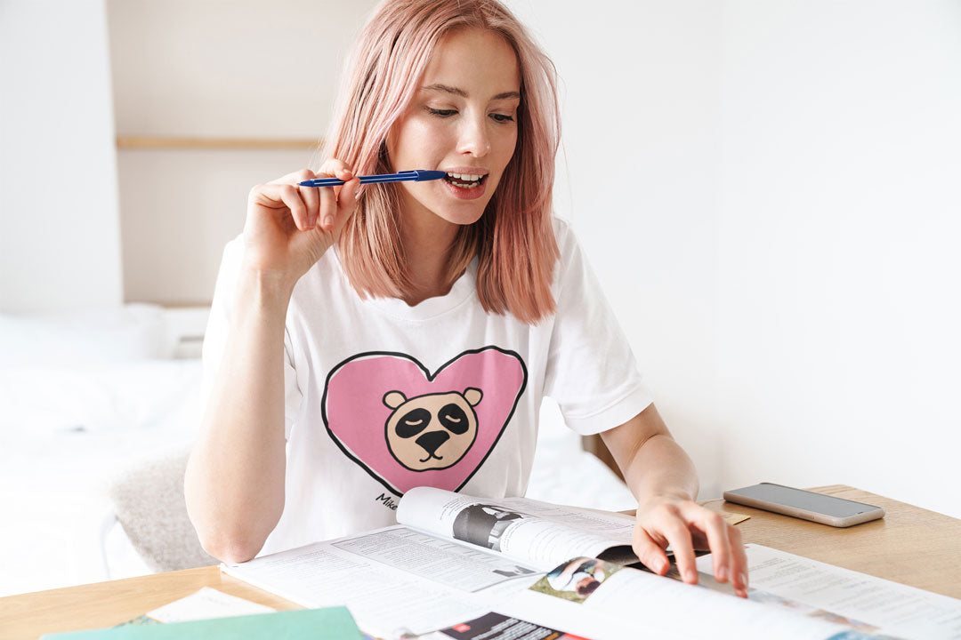 Funny T-Shirt With Panda And Heart By Mike Dido