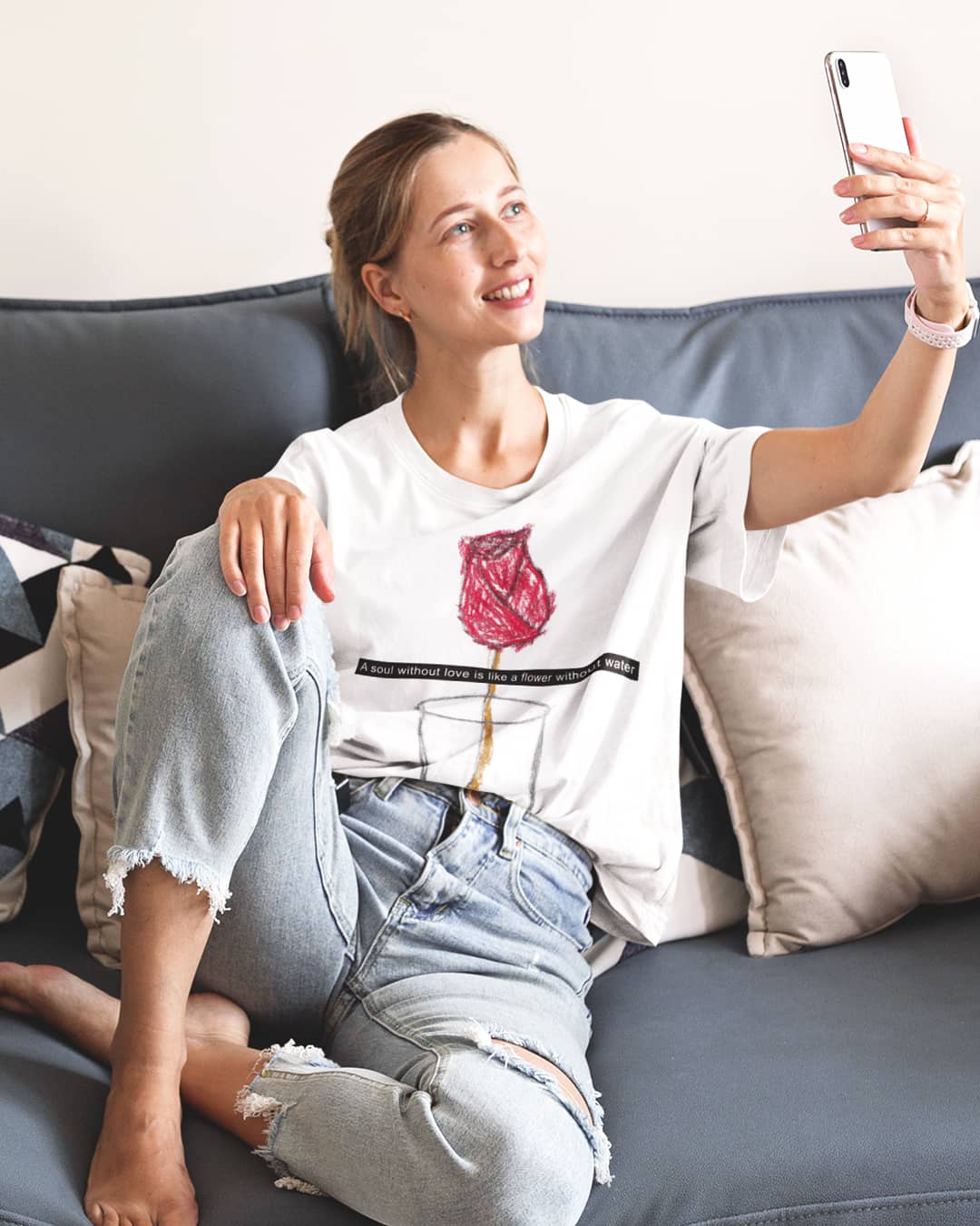 Graphic T-Shirt Beautiful Rose Love Quote by Mike Dido