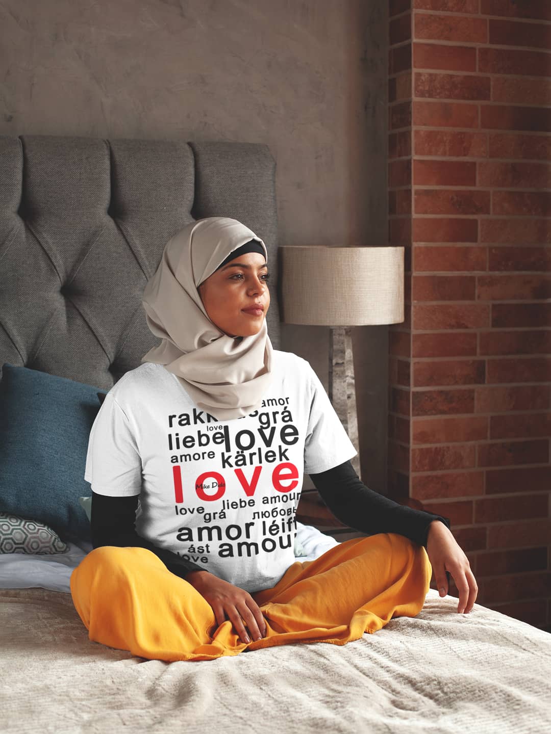 Short Sleeve T-Shirt Love In Different Languages by Mike Dido