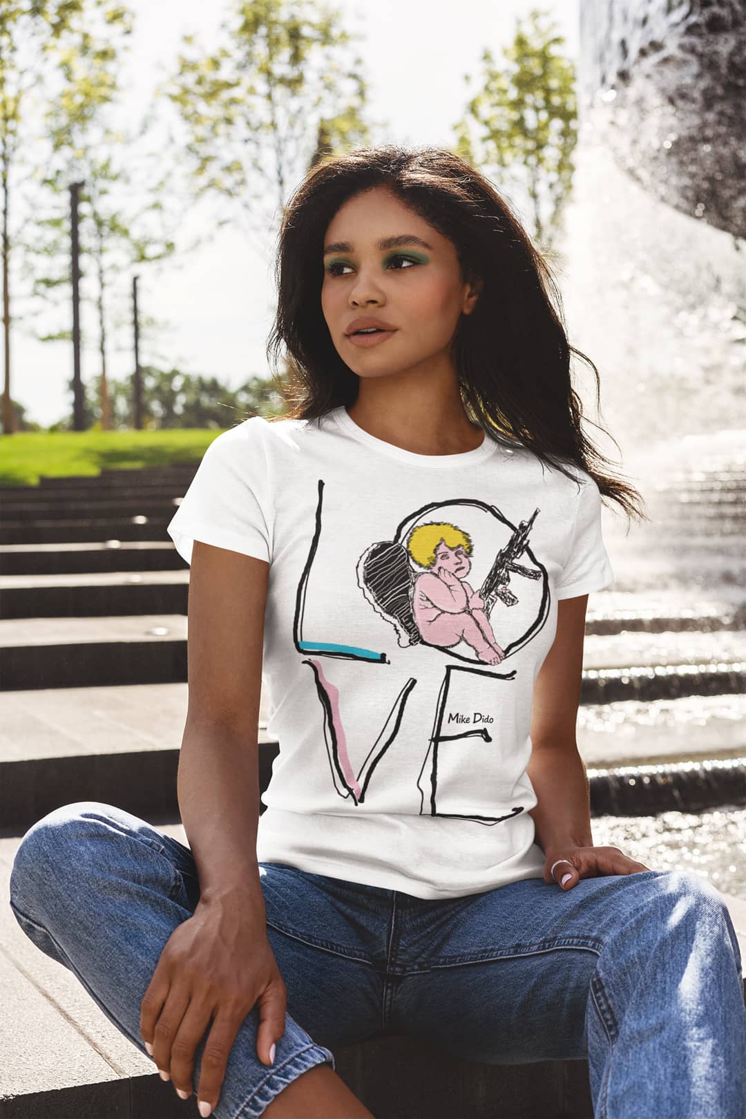 Trendy Love T-Shirt Angel With A Gun by Mike Dido