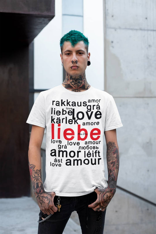 Сrewneck T-Shirt Liebe And Love In Different Languages by Mike Dido