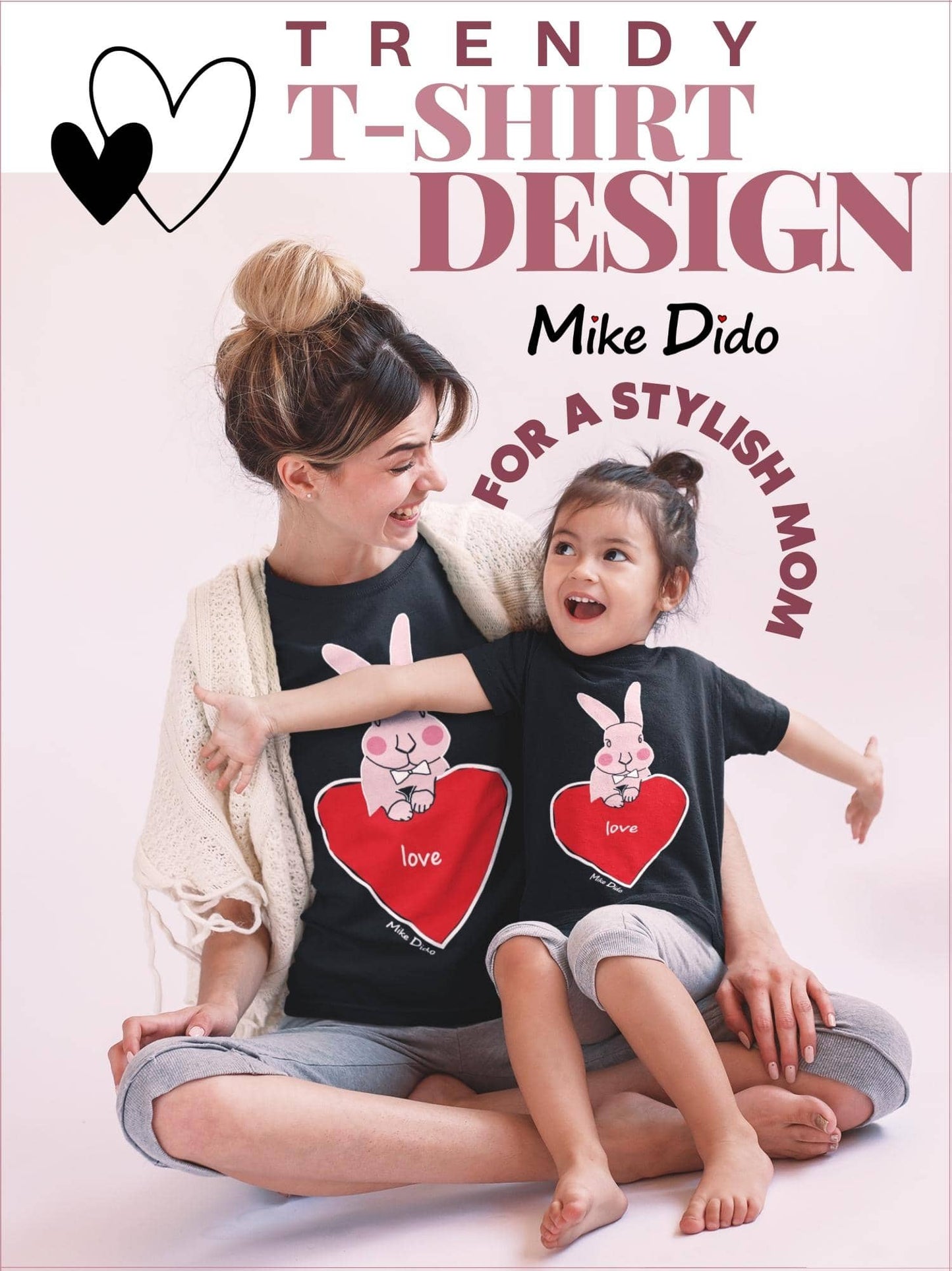 Pink Bunny T-Shirt With Red Heart By Mike Dido