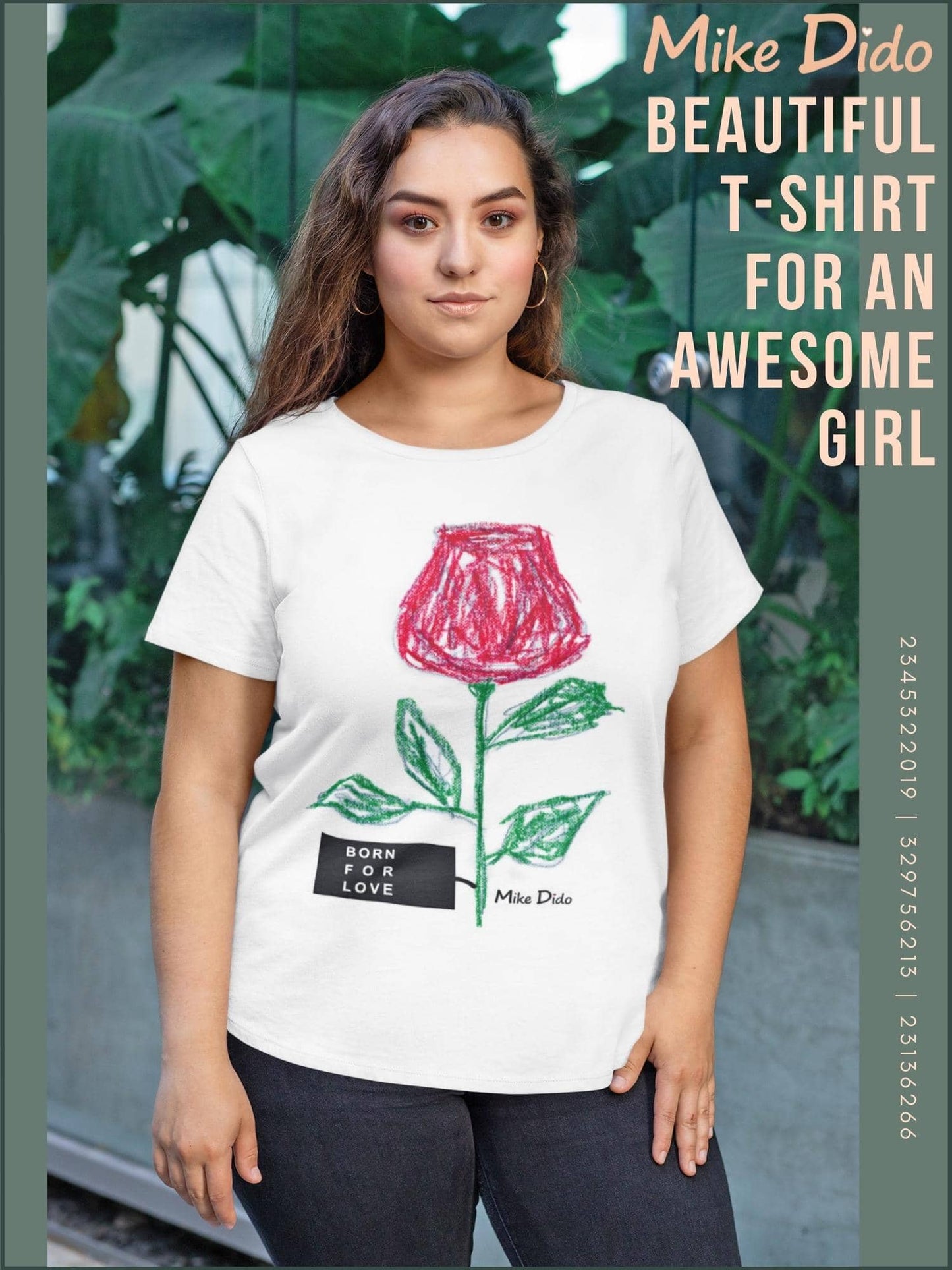 Graphic Tee Rose Flower Born To Love by Mike Dido