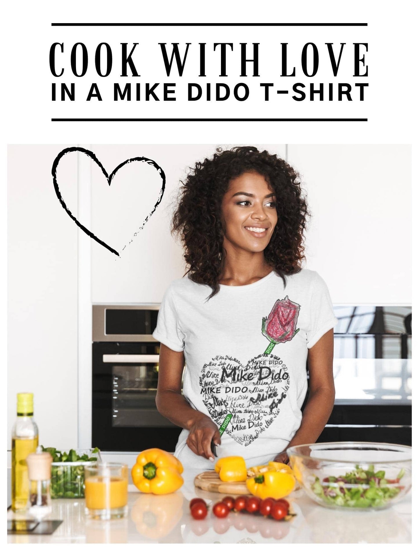 Logo T Shirt Heart Rose by Mike Dido