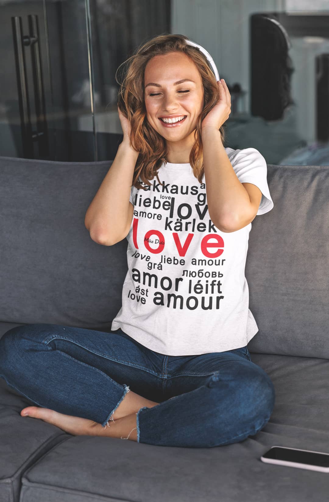 Short Sleeve T-Shirt Love In Different Languages by Mike Dido