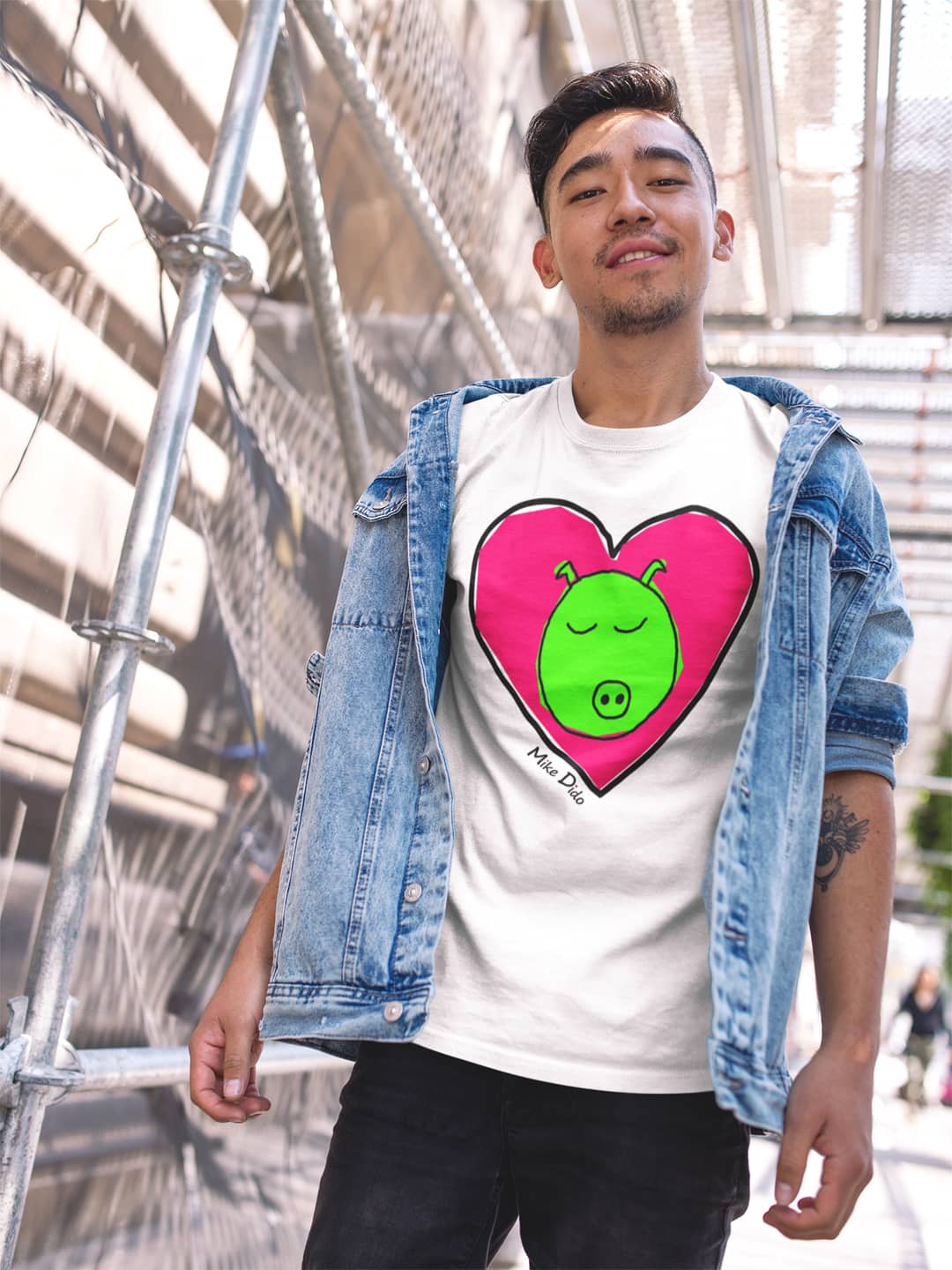 Stylish Piggy T-Shirt And Heart By Mike Dido